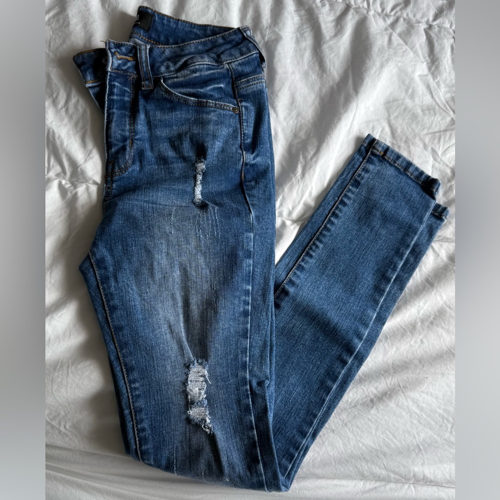 Wax Jean Women's Classic Blue Skinny Jeans high waisted